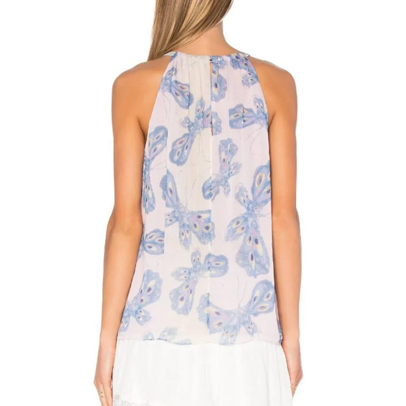 Diane Von Furstenburg Pania Light Pink Butterfly Halter Neck Top Size XS - Picture 3 of 7